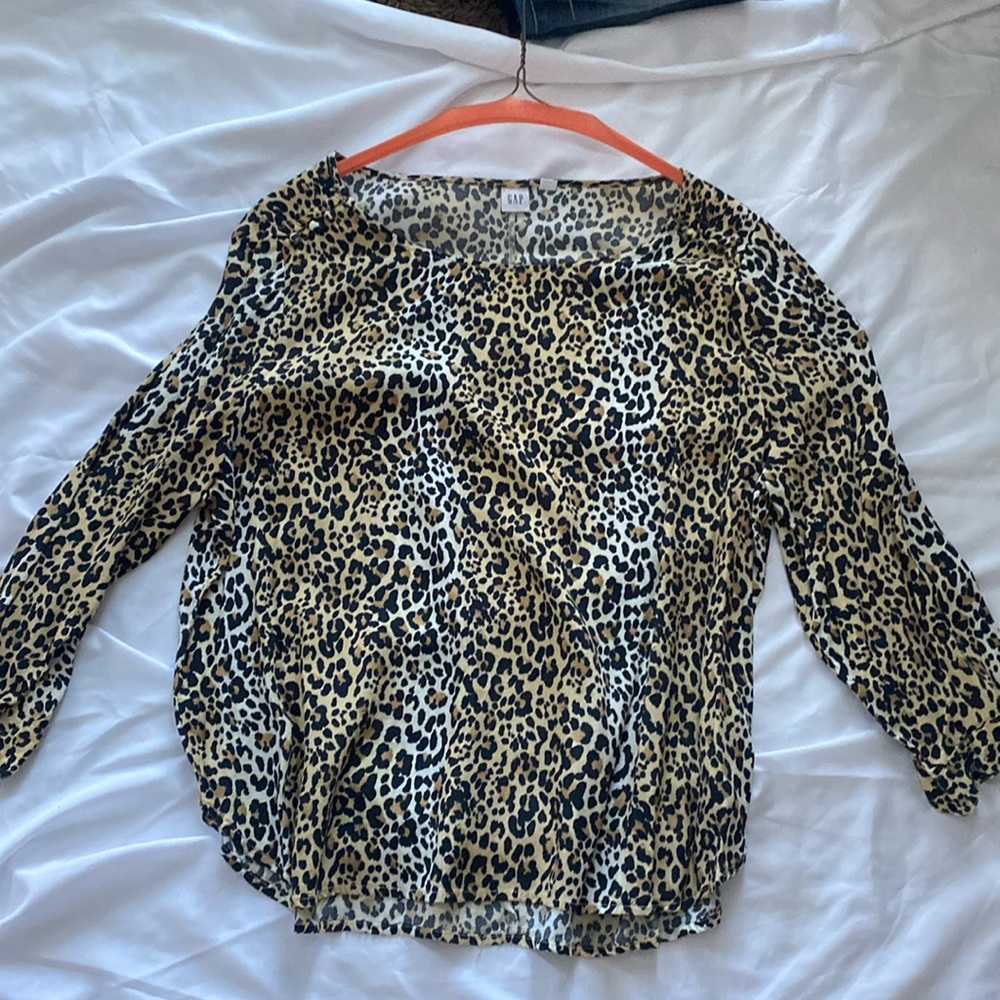 Gap leopard or cheetah print blouse